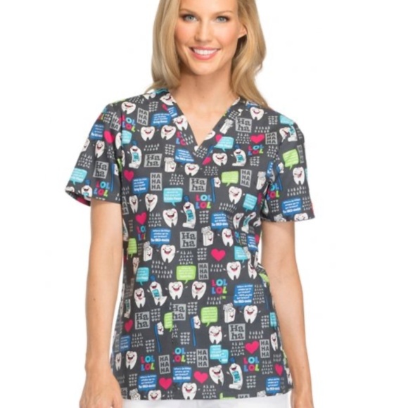 Dickie's Dental Jokes Scrub Top (size small) - Picture 1 of 4